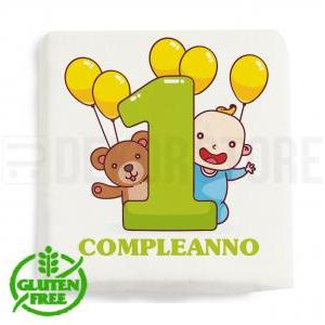 Marshmallow quadratino con stampa ' primo compleanno ' - 20pz