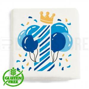 Marshmallow quadratino con stampa ' numero 1 blu ' - 20pz