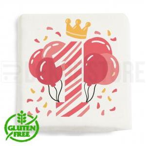 Marshmallow quadratino con stampa ' numero 1 rosa ' - 20pz