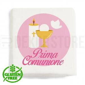 Marshmallow quadratino con stampa ' prima comunione rosa ' - 20pz