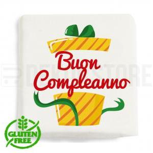 Marshmallow quadratino con stampa ' buon compleanno in scatola regalo ' - 20pz