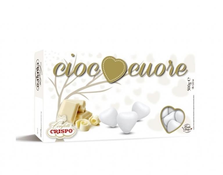 crispo ciococuore confetti al cioccolato bianco a forma di cuore - 500 gr