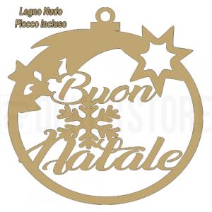 Pallina di natale in legno nudo - stella cadente 100x100 mm