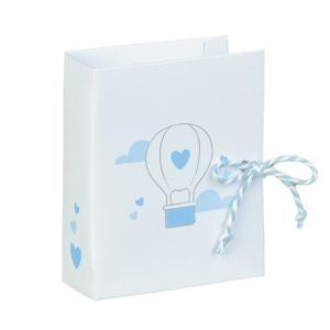 Libro porta confetti balloon azzurro 70x60x30 mm - 4 pz