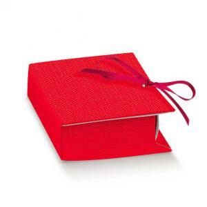 Libro porta confetti lino rosso 70x60x25 mm - 5 pz