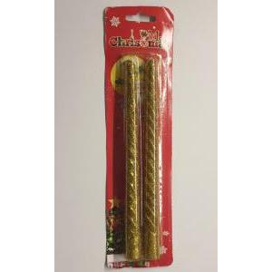 Set 2 candele tortiglione dorate - ø 15 mm x h 19.5 cm