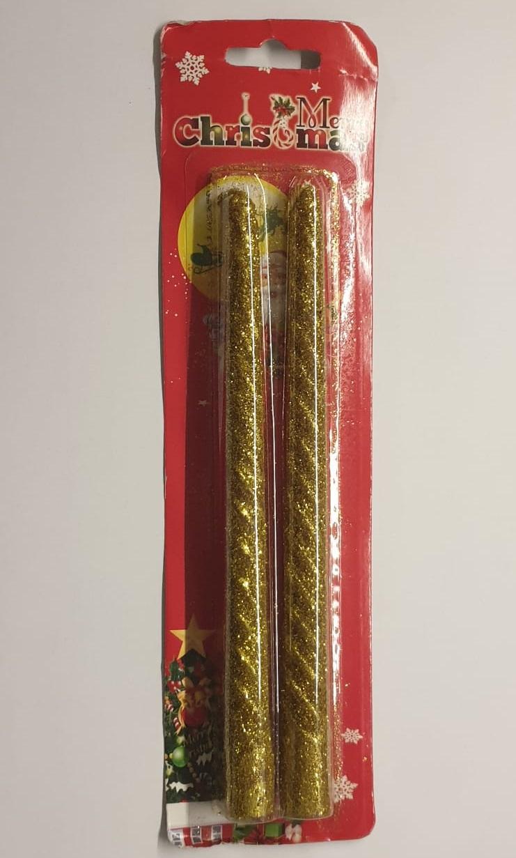 dol24 srl set 2 candele tortiglione dorate - ø 15 mm x h 19.5 cm