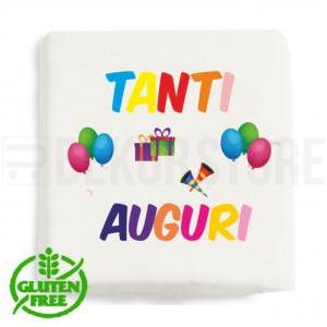 Marshmallow quadratino con stampa ' tanti auguri ' - 20pz