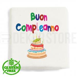 Marshmallow quadratino con stampa ' buon compleanno ' - 20pz