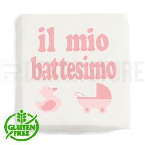 Marshmallow quadratino con stampa ' il mio battesimo rosa ' - 20pz