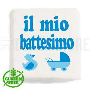 Marshmallow quadratino con stampa ' il mio battesimo azzurro ' - 20pz