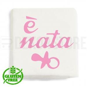 Marshmallow quadratino con stampa ' e' nata con ciuccietto ' - 20pz