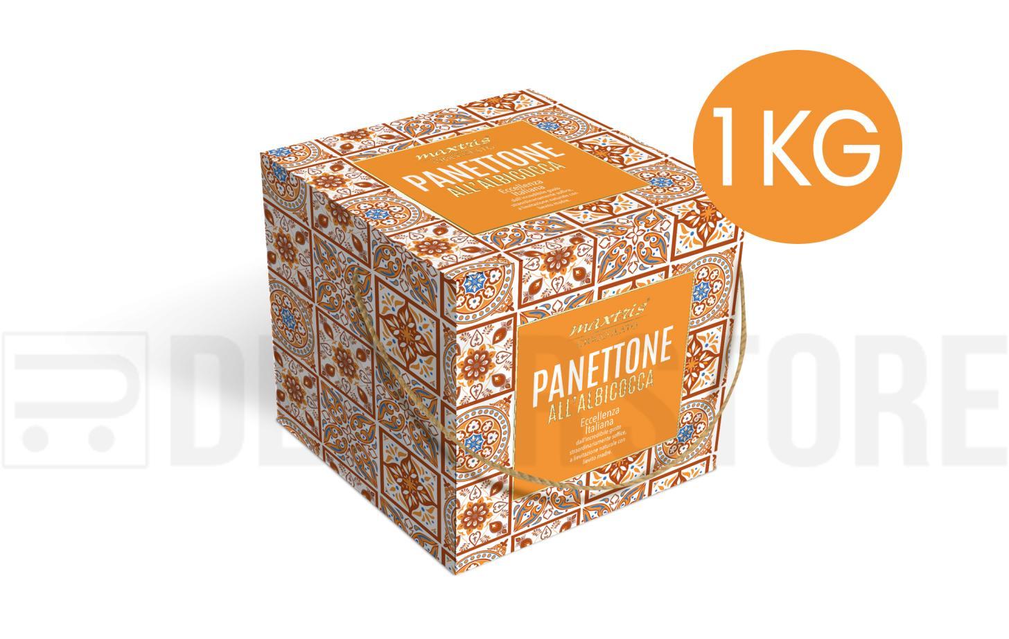 Panettone Artigianale Maxtris - Gusto Albicocca 1KG con deliziose scaglie di albicocche del vesuvio