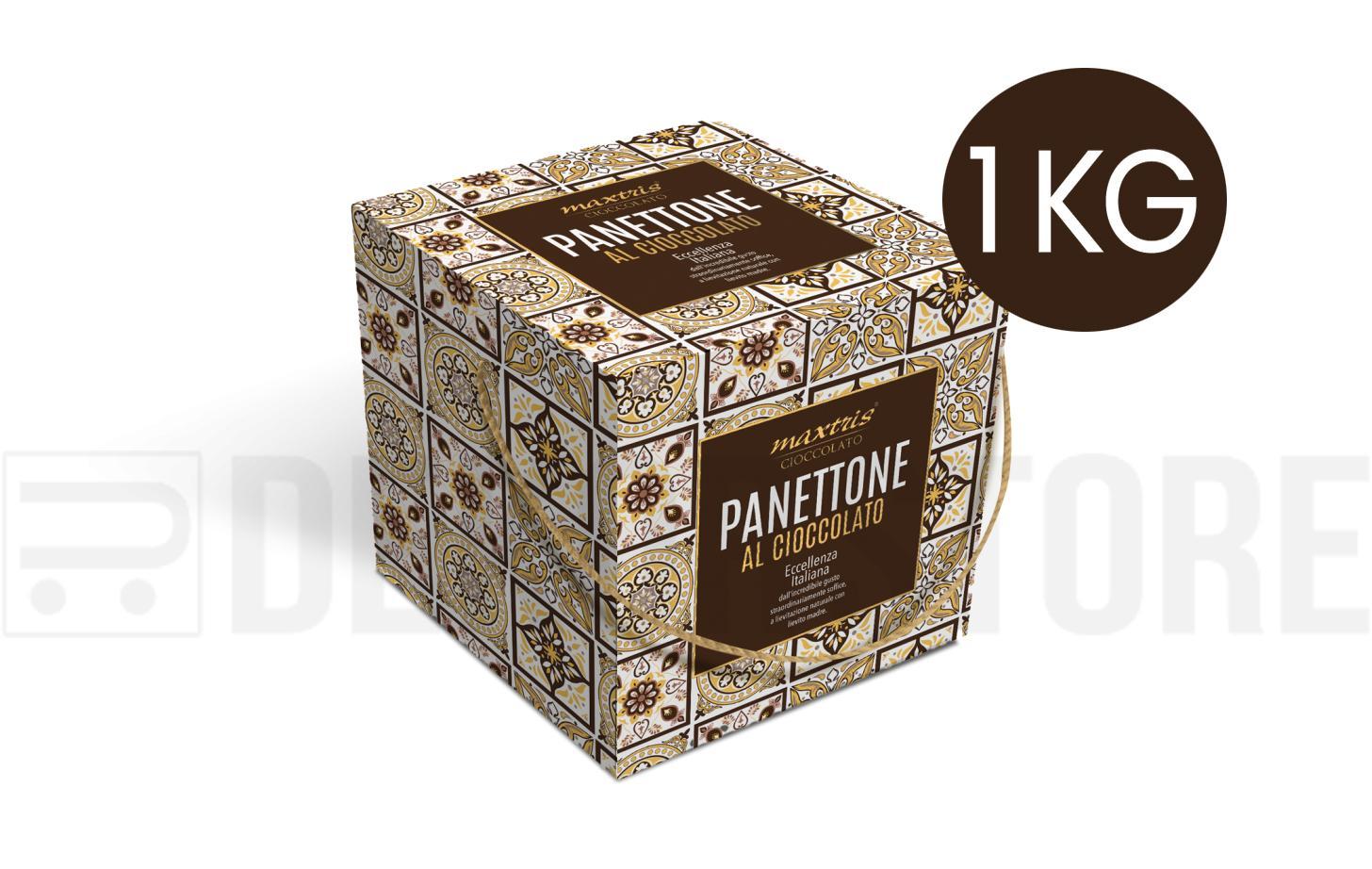 Panettone Artigianale Maxtris - Gusto Extra Cioccolato 1KG con deliziose gocce di cioccolato