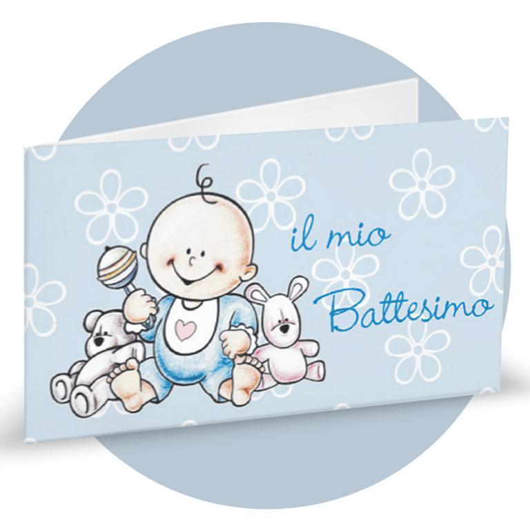 bbf bigliettini battesimo bimbo con fiorellini - 1 foglio da 20pz