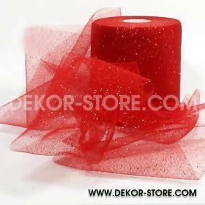 Tulle glitter rosso - 12,5 cm x 100 mt