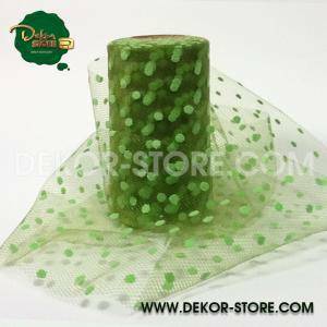 Tulle pois verde mela - 12,5 cm x 25 mt