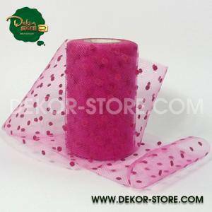 Tulle pois fucsia - 12,5 cm x 25 mt