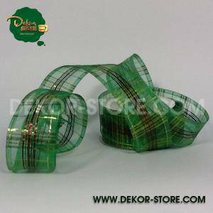 Nastro organza scozzese 40mm x 10y - verde-oro