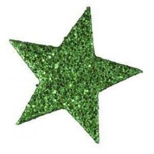 Stelle decorative 6 cm  glitter verde - 12 pz