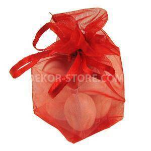 Sacchetto in organza rosso con cubo in pvc - 4 x 4 x 4 cm