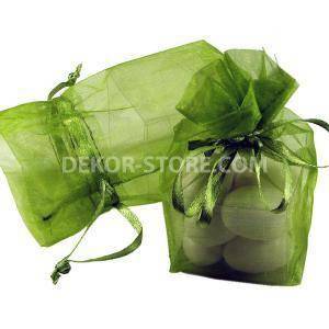 Sacchetto in organza verde con cubo in pvc - 4 x 4 x 4 cm