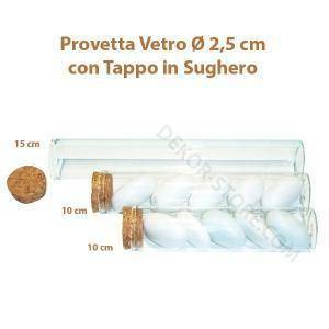 Provetta 12 cm in vetro con tappo in sughero - trasparente