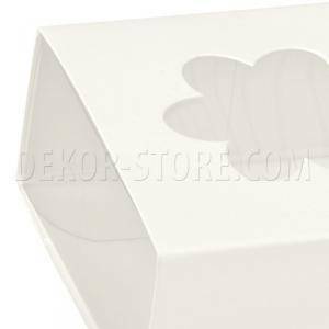 Astuccio in pvc trasparente con fascetta e finestra a fiore white 60x60x30 mm - 10 pz