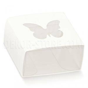 Astuccio in pvc trasparente con fascetta e finestra a farfalla white 60x60x30 mm - 10 pz