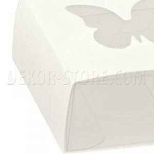 Astuccio in pvc trasparente con fascetta e finestra a farfalla white 60x60x30 mm - 10 pz