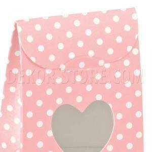 Sacchetto con finestra a cuore atelier rosa 60x35x80 mm - 10 pz