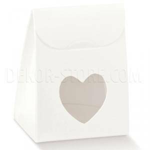 Sacchetto con finestra a cuore white 60x35x80 mm - 10 pz