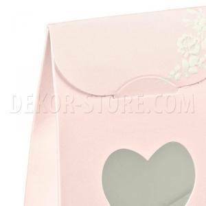 Sacchetto con finestra a cuore shabby chic 60x35x80 mm - 8 pz