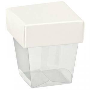 Bicchierino in pvc trasparente con coperchio white 33x33x50 mm - 10 pz