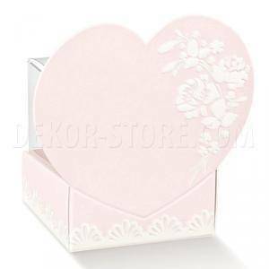 Cestello porta confetti con cuore shabby chic 40x40x65 mm - 5 pz