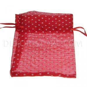 Sacchetto 16x11cm rosso - organza pois