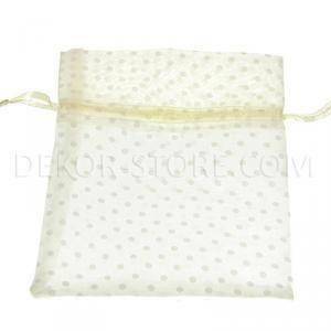 Sacchetto 16x11cm crema - organza pois