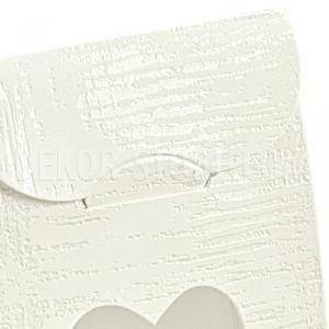 Sacchetto con finestra a cuore tela bianco 60x35x80 mm - 10 pz