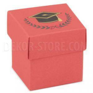 Scatolina porta confetti fondo e coperchio con alloro e tocco 50x50x50 mm - 5 pz