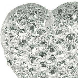 Bottone 16x16 mm effetto cristallo bianco a forma di cuore