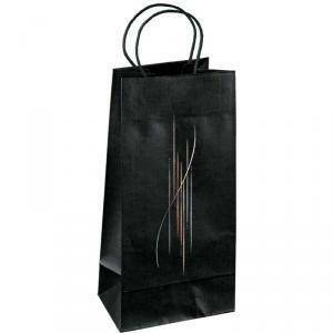 Shopper 2 bottiglie - strisce seta nero