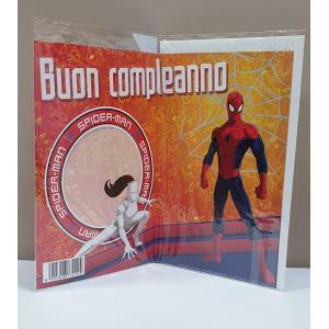 Biglietto compleanno disney film ultimate spider-man con busta bianca