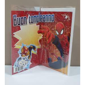 Biglietto compleanno disney film spider-man con busta bianca