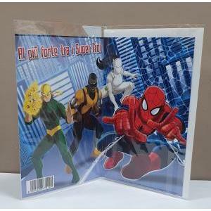 Biglietto compleanno disney film ultimate spider-man e supereroi con busta bianca