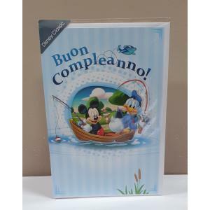 Biglietto compleanno disney topolino e paperino con busta bianca