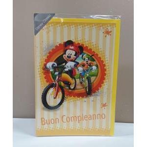 Biglietto compleanno disney topolino e pippo con busta gialla