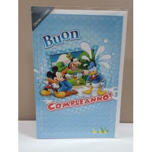 Biglietto compleanno disney topolino pippo e paperino con busta bianca