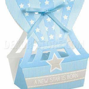 Mongolfiera porta confetti star azzurro 60x40x145 mm - 5 pz