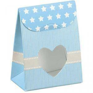 Sacchetto con finestra a cuore star azzurro 60x35x80 mm - 8 pz