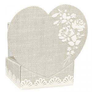 Cestello porta confetti con cuore rose 40x40x65 mm - 5 pz